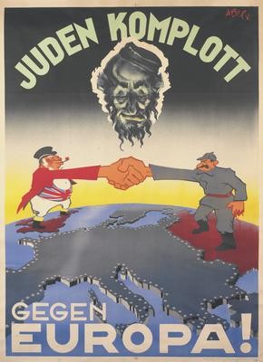 John Bull serrant la main à Staline : Le complot juif contre l'Europe, affiche de 1942
